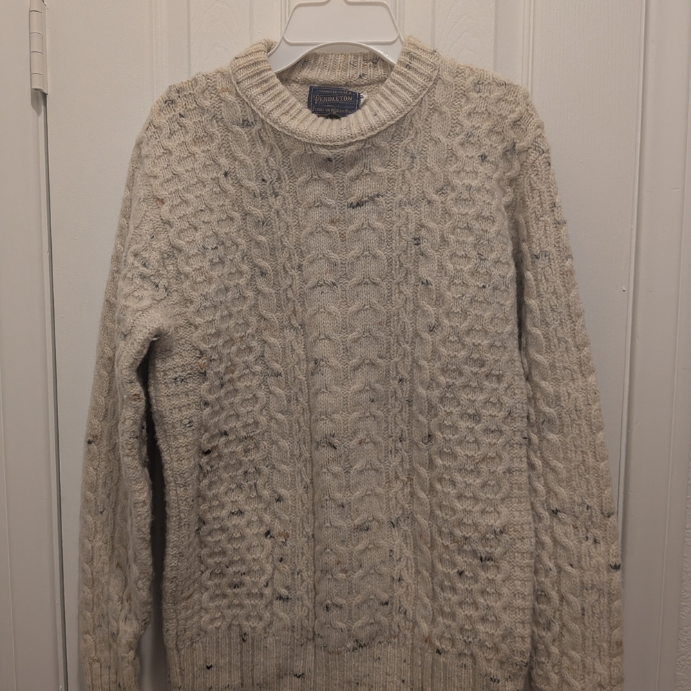 Vintage Pendleton Wool Cable Knit Cream Sweater